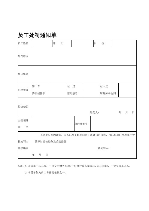 員工處罰單內容模板 - 百度文庫