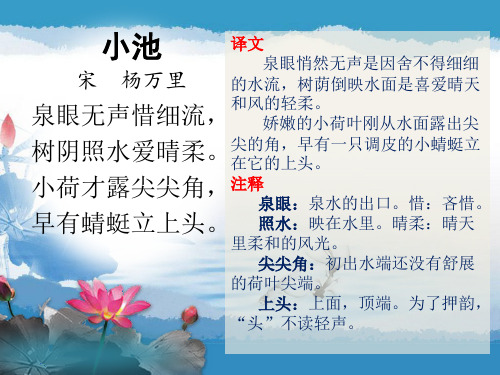小池 宋 杨万里 译文 泉眼悄然无声是因舍不得细细 的水流,树荫倒映