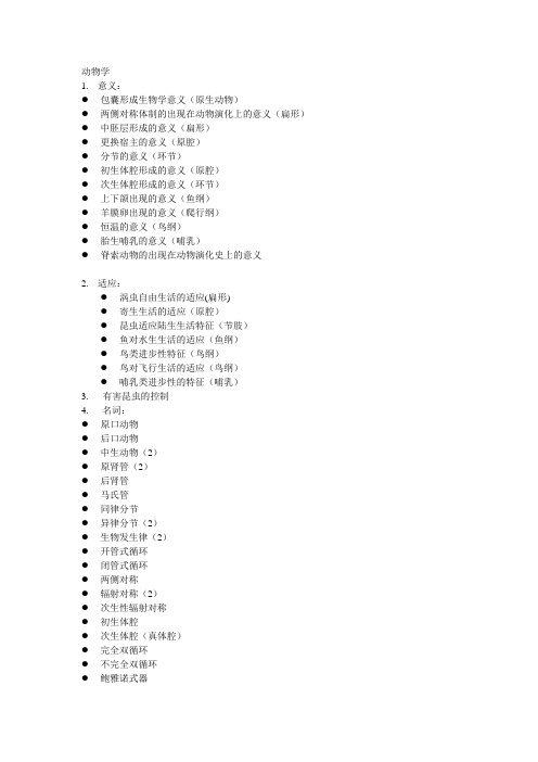 汉英动物学名词 百度文库