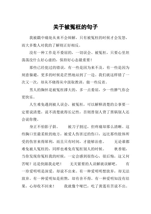 关于被冤枉的句子 我被戳中痛处从来不会辩解,只有被冤枉的时候才会
