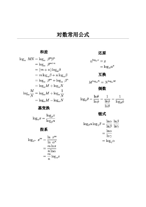 log的公式大全轉換 - 百度文庫