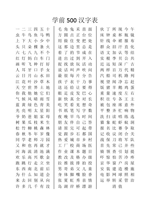 育儿系列 500基本汉字 常用字 2500字 3500常用汉字序列 百度文库