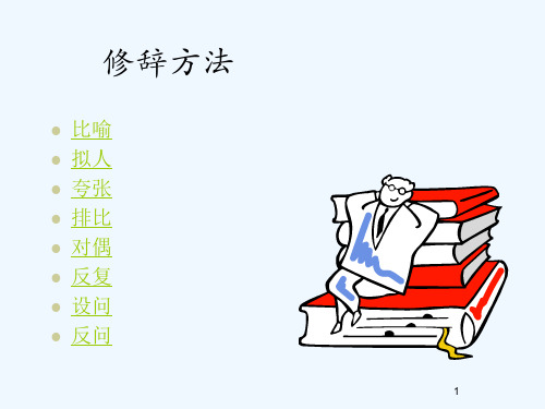 修辞方法 比喻 拟人 夸张 排比 对偶 反复 设问 反问 1 比喻 说明