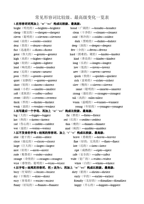 形容词比较级大全表格 - 百度文库