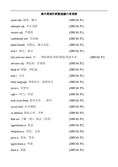 高中英语选修6单词表 百度文库