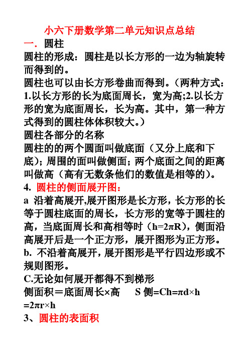 小六下册数学第二单元知识点总结 一.