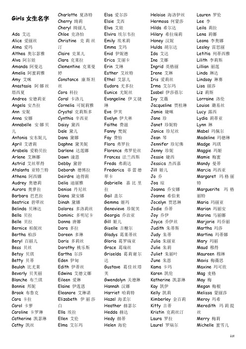 名字 ada艾达alice爱丽丝alma爱玛althea奥尔瑟雅alva阿尔娃amanda