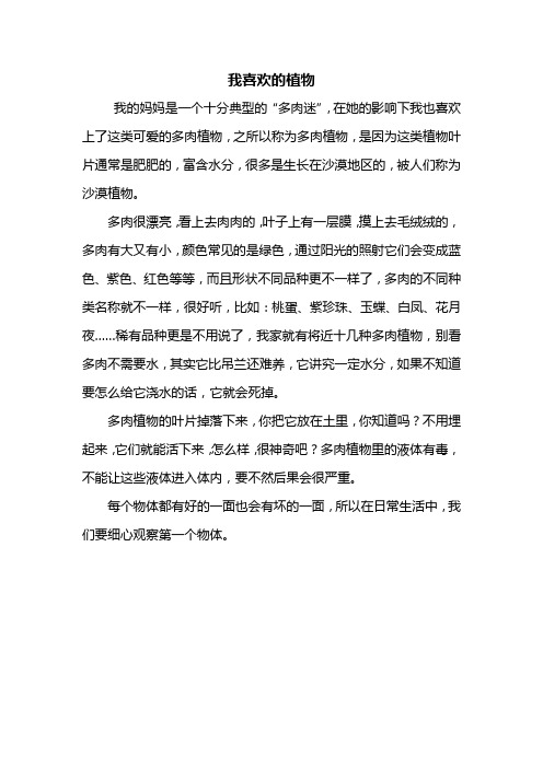 在她的影响下我也喜欢上了这类可爱的多肉植物,之所以称为多肉植物,是