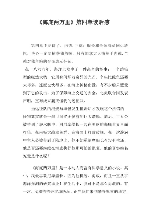《海底两万里》第四章读后感 第四章主要讲了,内德.