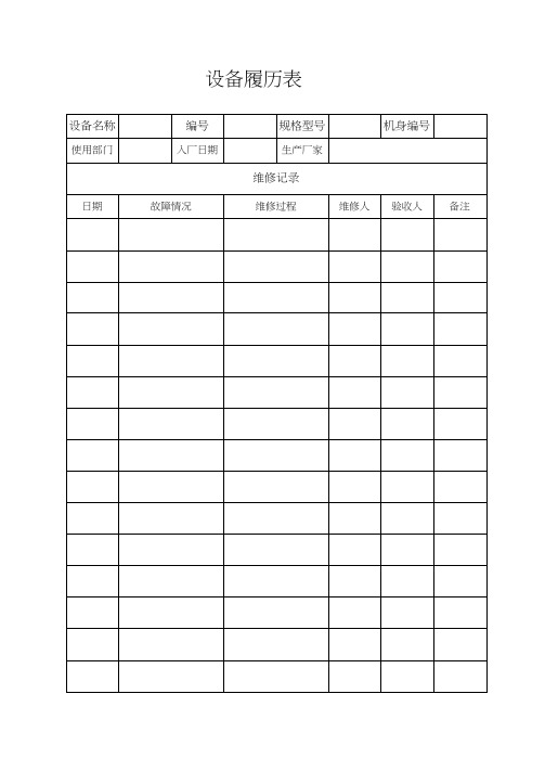设备履历表 - 百度文库