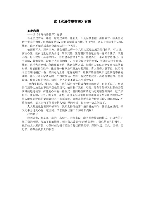 鲁智深的评价 - 百度文库