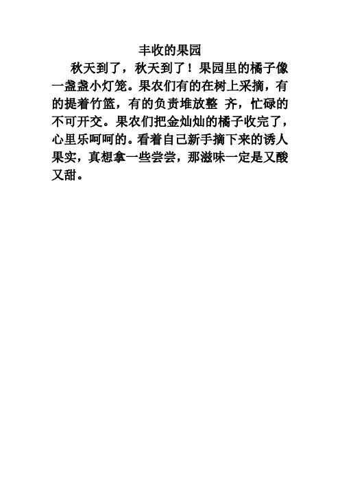 丰收的果园 秋天到了,秋天到了!果园里的橘子像一盏盏小灯笼.