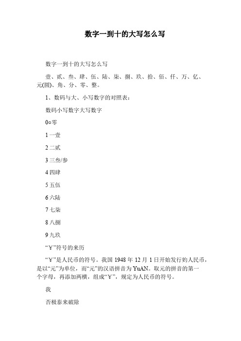 數字一到十的大寫怎麼寫 數字一到十的大寫怎麼寫 壹,貳,叄,肆,伍,陸