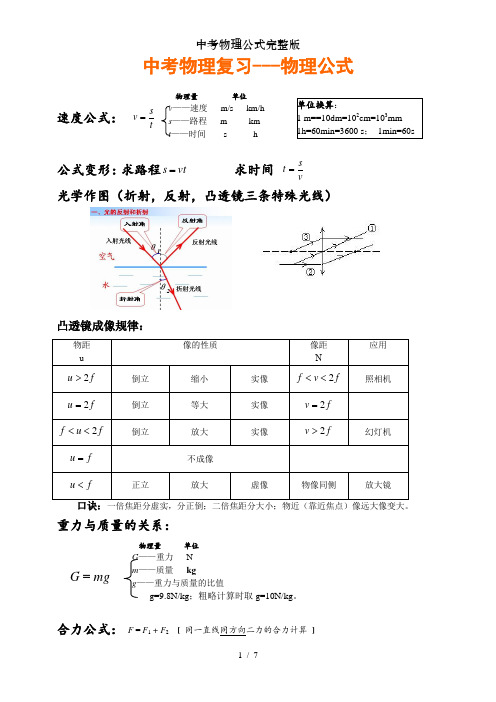 反射,凸透鏡三條特殊光線) 凸透鏡成像規律:物距|u|像的性質|像距|Ν