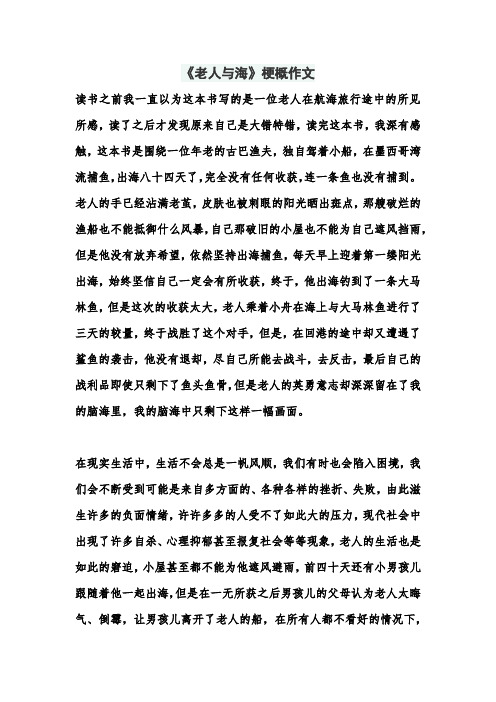 《老人与海》梗概作文 读书之前我一直以为这本书写的是一位老人在