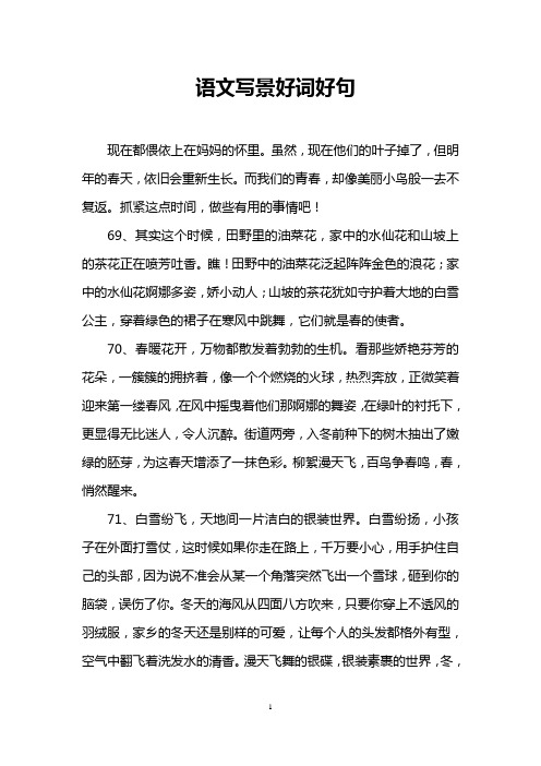 语文写景好词好句 现在都偎依上在妈妈的怀里.