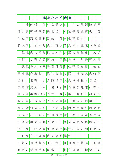 我是小小消防员的作文400 - 百度文库
