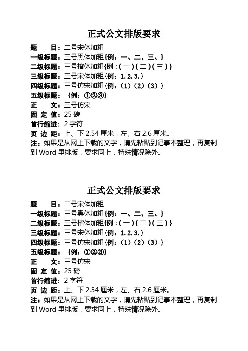 一,二,三,} 二级标题:三号楷体加粗{例:(一)(二)(三)} 三级标题:三号
