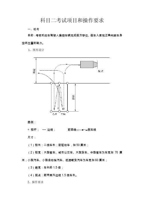 科目二考试项目和操作要求 一,桩考 目的: 考核机动
