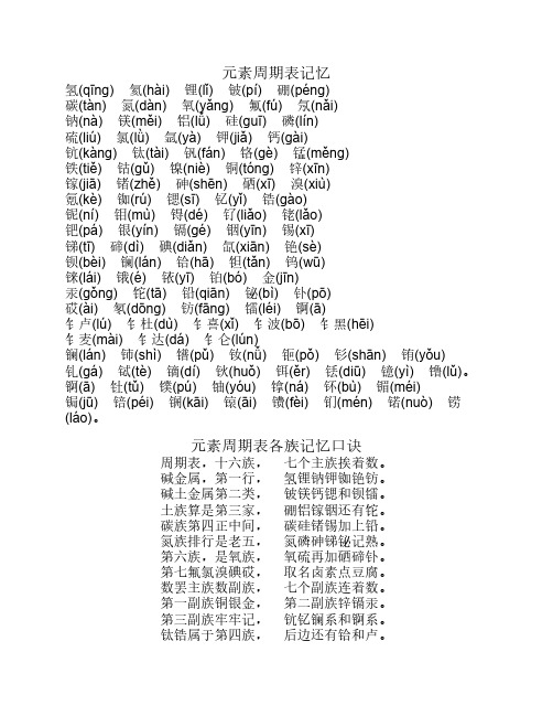 元素周期表拼音注释 - 百度文库