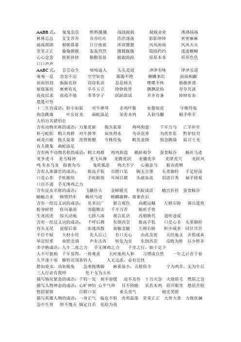 aabb式:鬼鬼祟祟熙熙攘攘战战兢兢兢兢业业沸沸扬扬 林林总总支支吾吾