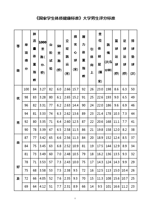 體測評分標準 - 百度文庫