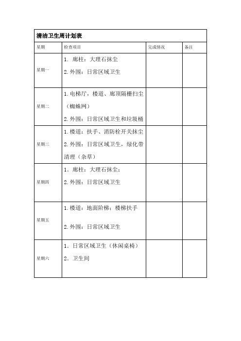 卫生安排表模板 - 百度文库