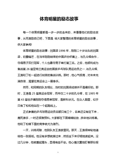 体育明星的励志故事:刘国梁1996年,刚刚二十岁出头的