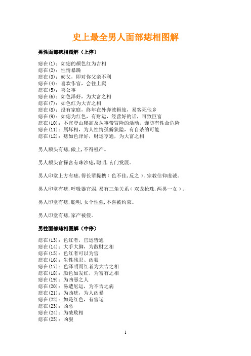 痣在(1):如痣的颜色红为吉相痣在(2):性情暴躁痣在(3):妨父,即对你