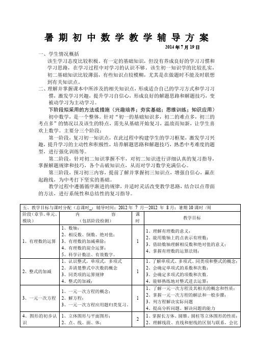 2014年7月19日 一,学生情况概括 该生学习态度比较积极