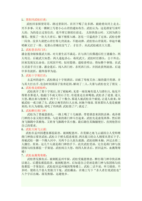 1,景阳冈武松打虎: 武松回家探望哥哥,路过景阳冈.