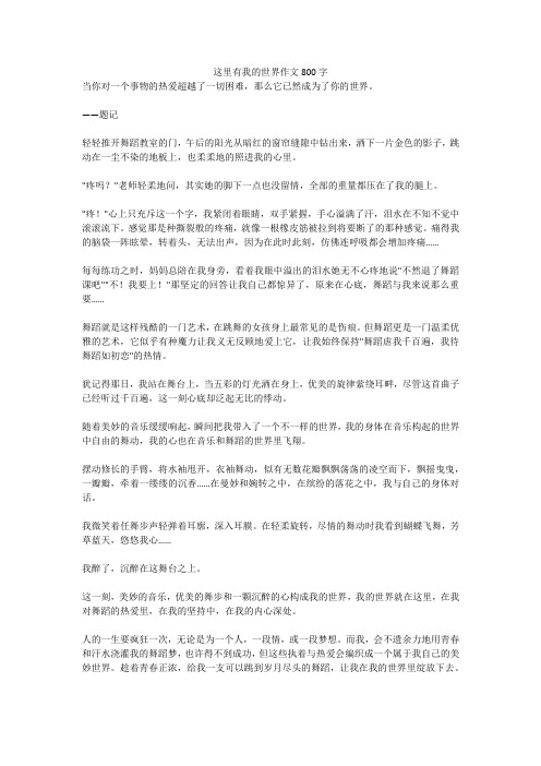 题记轻轻推开舞蹈教室的门,午后的阳光从暗红的