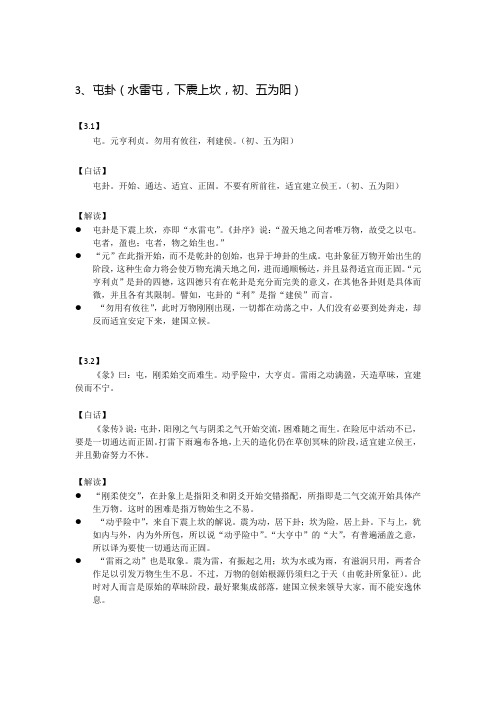 勿用有攸往,利建侯.(初,五为阳) 【白话】 屯卦.开始,通达,适宜,正固.