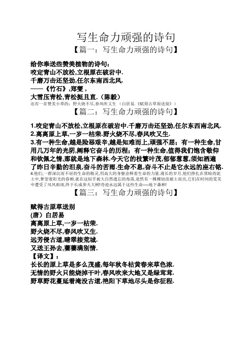 写生命力顽强的诗句 【篇一:写生命力顽强的诗句】 给你奉送些赞美