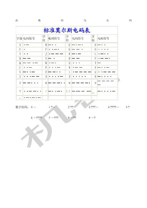 摩尔斯电码中文对照表 - 百度文库