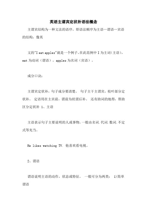 英语主谓宾定状补50个例句