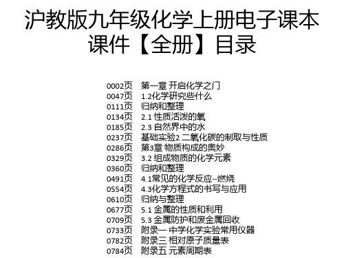 沪教版九年级化学上册电子课本 课件【全册】目录 0002页 0047页 0111