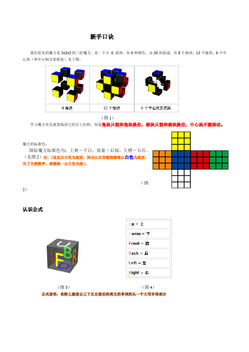 新手口诀 我们常见的魔方是3x3x3的三阶魔方.