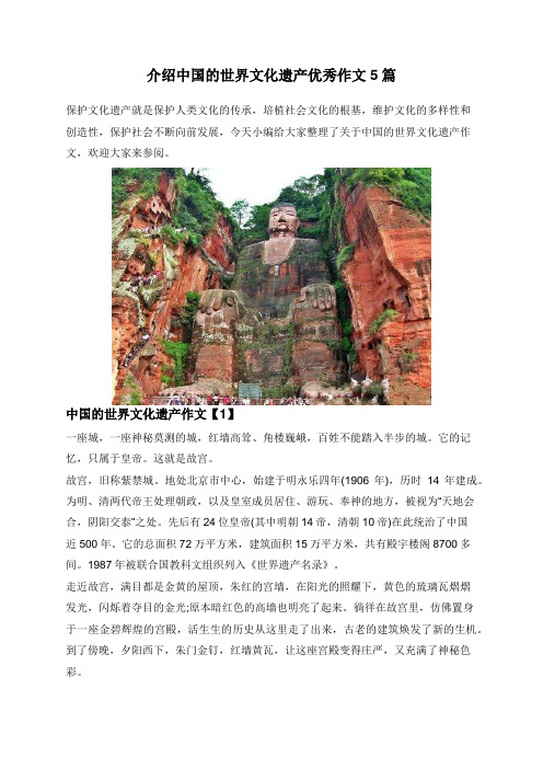 介绍中国的世界文化遗产优秀作文5篇 保护文化遗产就是保护人类文化的