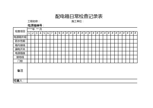 配电箱日常检查记录表 工程名称: 施工单位: 电源箱编号: 检查项目 **