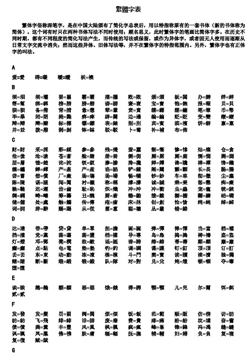 异体字大全表 - 百度文库