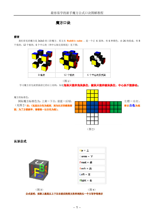 魔方口诀 前言 我们常见的魔方是3x3x3的三阶魔方,英文名rubiks cube