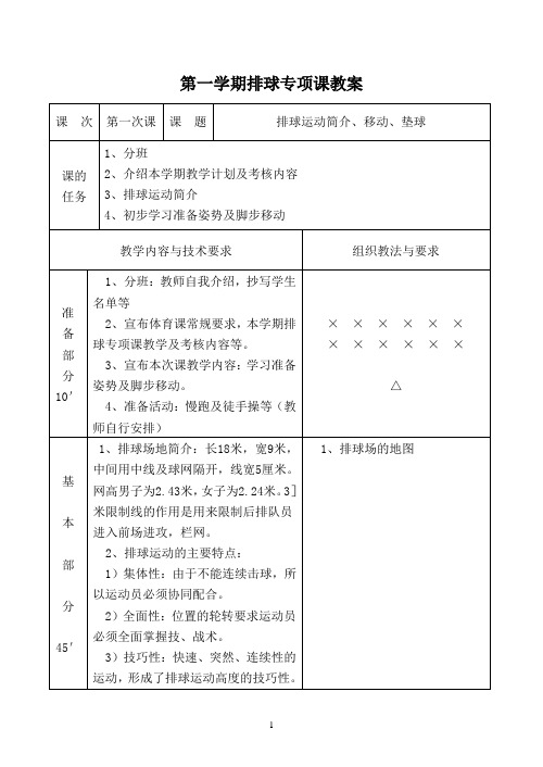 3,排球运动简介|4,初步学习准备姿势及脚步移动| 教学内容与技术要