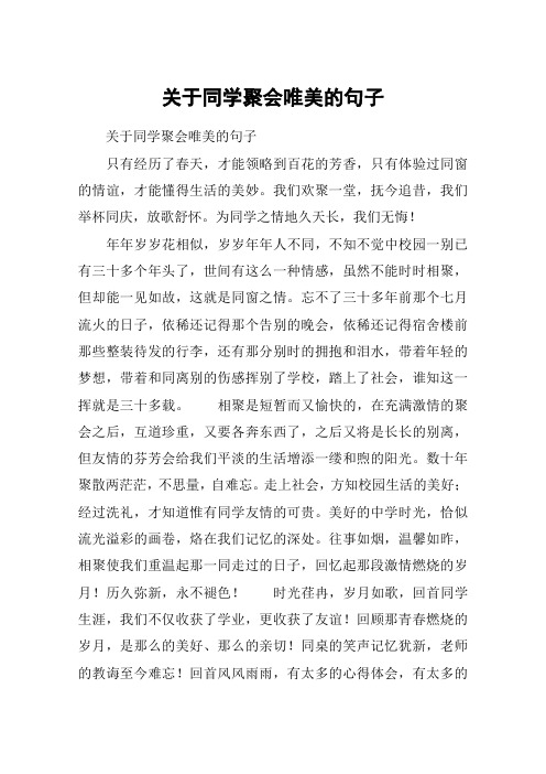 关于同学聚会唯美的句子 关于同学聚会唯美的句子只有经历了春天,才能