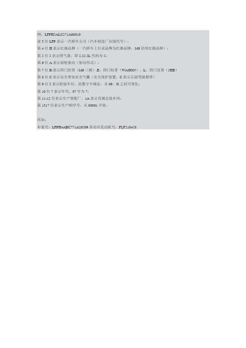 车架号对照表 - 百度文库