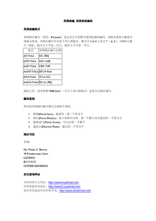 其邮区编号可以是下列六种格式,格式中以a表示英文字(a-z)