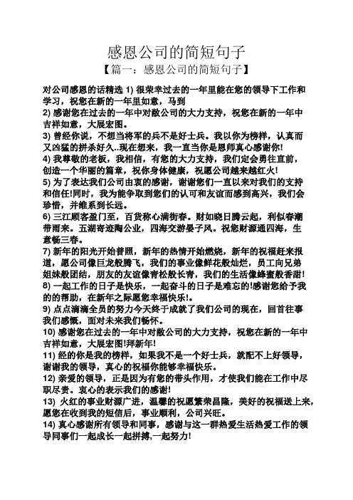 祝您在新的一年里如意,马到 2)感谢您在过去的一年中对敝公司的大力
