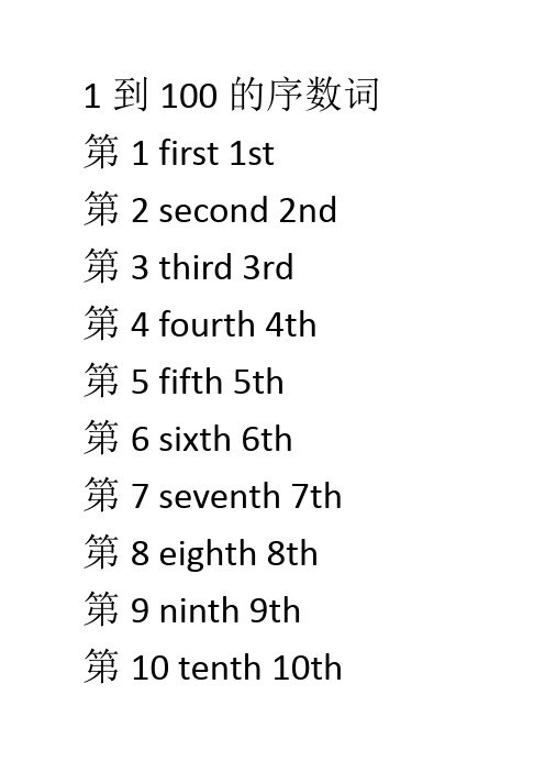 英语序数词1到100 - 百度文库