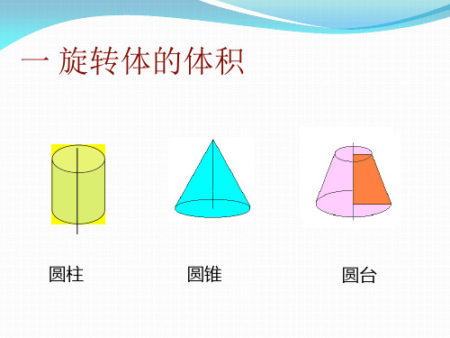 一 旋转体的体积 圆柱 圆锥 圆台 如果旋转体是由连续曲线 y f ( x)