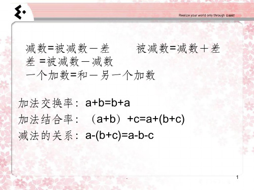 个加数 加法交换率:a b=b a 加法结合率:(a b) c=a (b c) 减法的关系